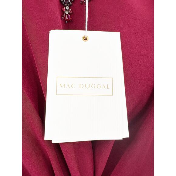 MAC DUGGAL Dress Size 2 Evening Gown Sequin Red Wine NEW Midi Rhinestone Neck - Picture 3 of 7